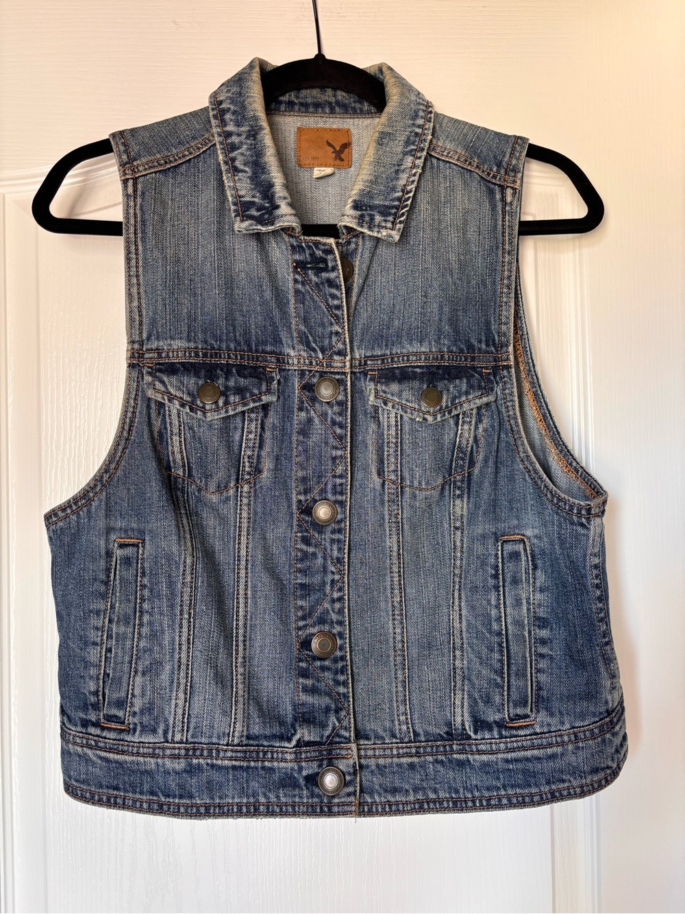 American Eagle Denim Jean Vest women’s size large cowgirl